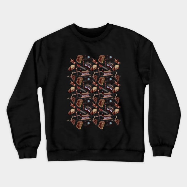 Evil Dead Pattern Crewneck Sweatshirt by Creepsandbabes